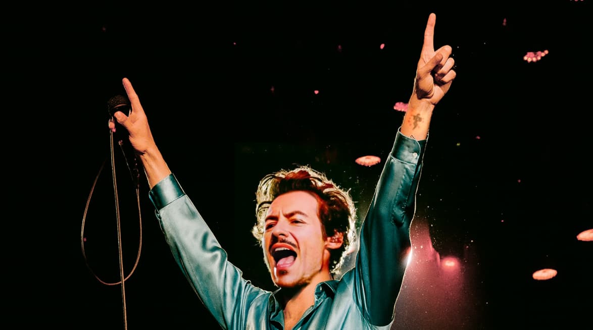 Chris Gallagher cantante live concert performance braccio alzato palco